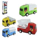 Caminhao a friccao pull back builder truck sortidos com 4 pecas na caixa - OM UTILIDADES