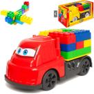 Caminhão Brinquedo Infantil C/ 12 Blocos de Montar Grande