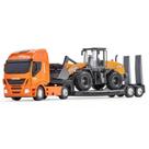 Caminhao case hiway plataforma com trator case pa carregadeira construction usual