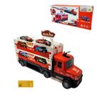 Caminhao Catapulta com Lancador Toyking Vermelho com Branco com Luz Som Mini Carrinhos e Acessorios