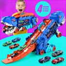 Caminhão Cegonha Dinossauro Pista Lançador vem com 2 carrinhos em metal estilo hot whells