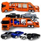 Caminhão Cegonheiro com 4 Carrinhos pick-up Brinquedo infantil Carrinhos