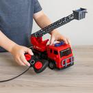 Caminhão de Bombeiro Controle Remoto 27MHz Escada Móvel Movimento Luz Som Brinquedo Infantil Vermelho +3 Anos