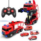 Caminhão de bombeiros com controle remoto Grarain com som LED e spray de água