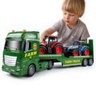 Caminhão de brinquedo Dwi Dowellin Large Flatbed com veículos agrícolas
