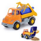 Caminhão de lixo de brinquedo Polesie Trash para meninos de 2 a 3 anos, laranja/amarelo