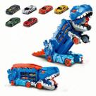 Caminhão Dinossauro Com Pista Maleta 4 Carrinhos Azul