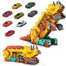 Caminhão Dinossauro Pista de Carrinho Infantil Maleta para 18 Carrinhos