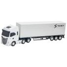Caminhão Grande 53cm Baú Iveco S-Way Com Rodas Livres - Brinquedo Infantil Grande Com Carreta Fechada - Usual