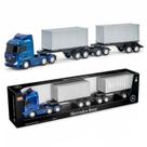 Caminhão Infantil Mercedes-Benz Actros Rodotrem Container 73 Cm Rodas Cromadas Carreta Dupla Removível