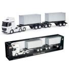 Caminhão Infantil Mercedes-Benz Actros Rodotrem Container 73 Cm Rodas Cromadas Carreta Dupla Removível