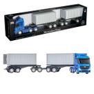 Caminhão Mercedes Benz Rodotrem Container 69cm Brinquedo Infantil Com Portas Traseiras De Container Que Abrem Usual