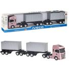 Caminhão Rodotrem 60cm Iveco S-Way Com Container - Brinquedo Infantil Com Carreta Articulada - Usual
