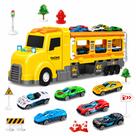 Caminhão Transformável em Pista Amarelo com 6 Carrinhos Inclusos