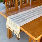 Caminho de Mesa Artesanal Manual 6 Lugares Tecelagem em Tear com Detalhes em Tricô