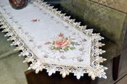 Caminho de Mesa com Flores Marrom - 1,50 m
