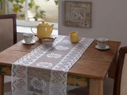 CAMINHO DE MESA DE JANTAR 1,50m BRANCO EM RENDA TRABALHADA