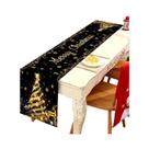 Caminho De Mesa De Natal Luxuoso Com Estampa De Árvore Dourada E Cervo, Decoração Festiva Para