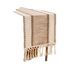 Caminho De Mesa Estilo Macramê Boho Em Caqui Com Franjas, Retangular, Tecido Durável Para Decoração Caminho De Mesa Estilo Macramê Boho Em Caqui Com Franjas, Retangular, Tecido Durável Para Decoração