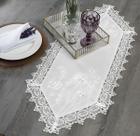 Caminho de Mesa Floral Bordado Orlando Branco 90cm Jolitex