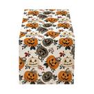 Caminho De Mesa Preto De Halloween Com Design De Abóbora E Fantasma, Texto Branco 'Boo', Decoração