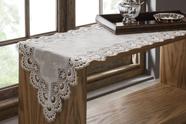Caminho de Mesa Rendado Istambul Linho Bordado 40x150cm Jolitex