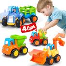 Caminhões de brinquedo HOLA para meninos de 1 a 2 anos com potência de fricção, 4 unidades