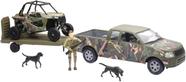 Caminhonete de brinquedo New-Ray Green Camo com navalha e boneco Polaris