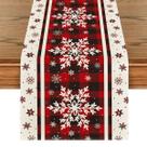 Camino de Mesa Artoid Mode 33x122 cm Cuadro Buffalo con Copos de Nieve