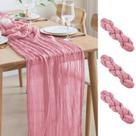 Camino de Mesa Asee'm 300x9 cm Rosado Boho de Gasa 3 piezas