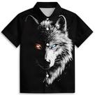 Camisa Amasnay Black Cool Wolf Hawaiian para meninos de 3 a 14 anos Camisa Amasnay Black Cool Wolf Hawaiian para meninos de 3 a 14 anos