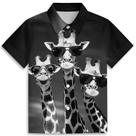 Camisa Amasnay Black White Giraffe Hawaiian para meninos de 3 a 14 anos