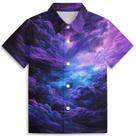 Camisa Amasnay Purple Galaxy Cloud Hawaiian para meninos de 3 a 14 anos