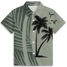 Camisa Amasnay Tropical Green Tree Hawaiian para meninos de 3 a 14 anos