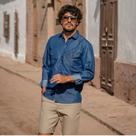 Camisa Amil Jeans Masculina Comfort Manga Longa 2 Bolsos Elegante 1878 Camisa Amil Jeans Masculina Comfort Manga Longa 2 Bolsos Elegante 1878
