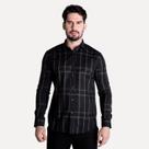 Camisa Aramis Slim Fit Tricoline Xadrez Preta