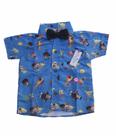 Camisa Azul Mundo Social Gravata Infantil