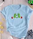 Camisa Baby Look Camiseta Feminina Tshirt Mao Grimm Natal Estampada