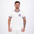 Camisa Bahia Retrô Jacquard Branca e Azul Camisa Bahia Retrô Jacquard Branca e Azul