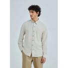 Camisa Básica Masculina Manga Longa Slim Em Linho Bege G Hering