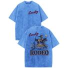 Camisa Bobeutou Western Rodeo Cowboy Vintage para homens azul claro