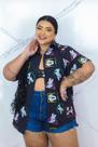 Camisa Botão Divertida Unissex Margarida Minnie e Mickey