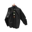 Camisa Branca De Pérola Para Mulheres, Blusa Coreana Com Gola Afiada, Manga Longa Solta, Top Camisa Branca De Pérola Para Mulheres, Blusa Coreana Com Gola Afiada, Manga Longa Solta, Top