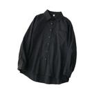 Camisa Branca Oversized De Manga Longa Para Mulheres, Estilo Preppy Com Bolso, Blusa Solta Estilo