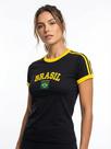 Camisa Brasil Bordada BabyLook Feminina bandeira