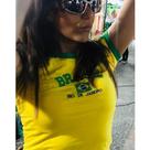 Camisa Brasil Bordada BabyLook Feminina