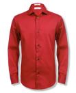 Camisa Calvin Klein Masculina - Vestido de Cetim Vermelho Escuro com Manga Comprida