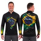Camisa Camiseta Blusa de Pesca Brasil com Proteção Solar uv50