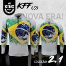Camisa Camiseta de Pesca King Mod Novo Brasil C/ Proteção Solar Uv50+ Manga Comprida