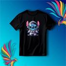 Camisa Camiseta de Poliéster com Estampa do Stitch astronauta